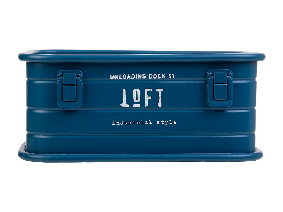 Cesto retangular de metal estampado em azul 32x21x14