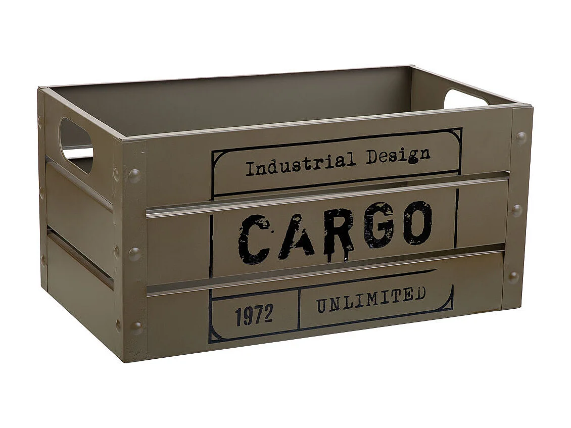 Cesto retangular de metal estampado verde 37x21x18