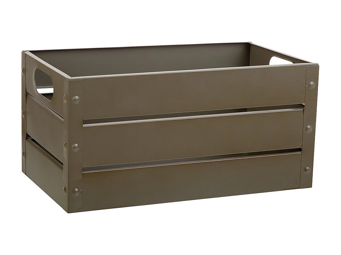 Cesto retangular de metal estampado verde 37x21x18