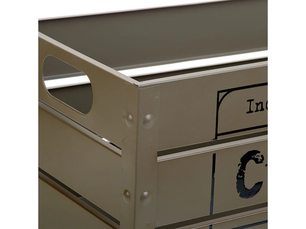 Cesto retangular de metal estampado verde 37x21x18