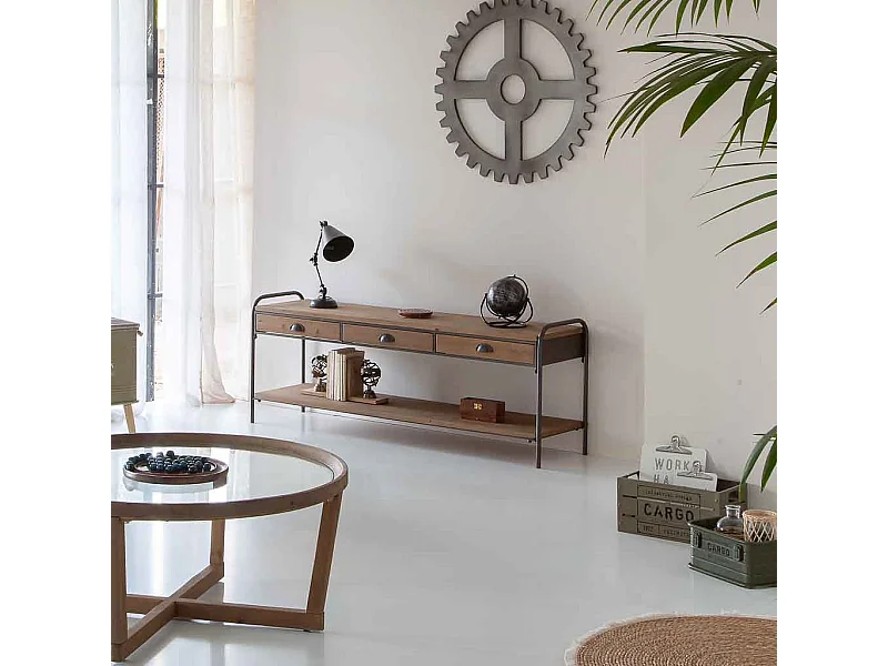 Cesto retangular de metal estampado verde 37x21x18