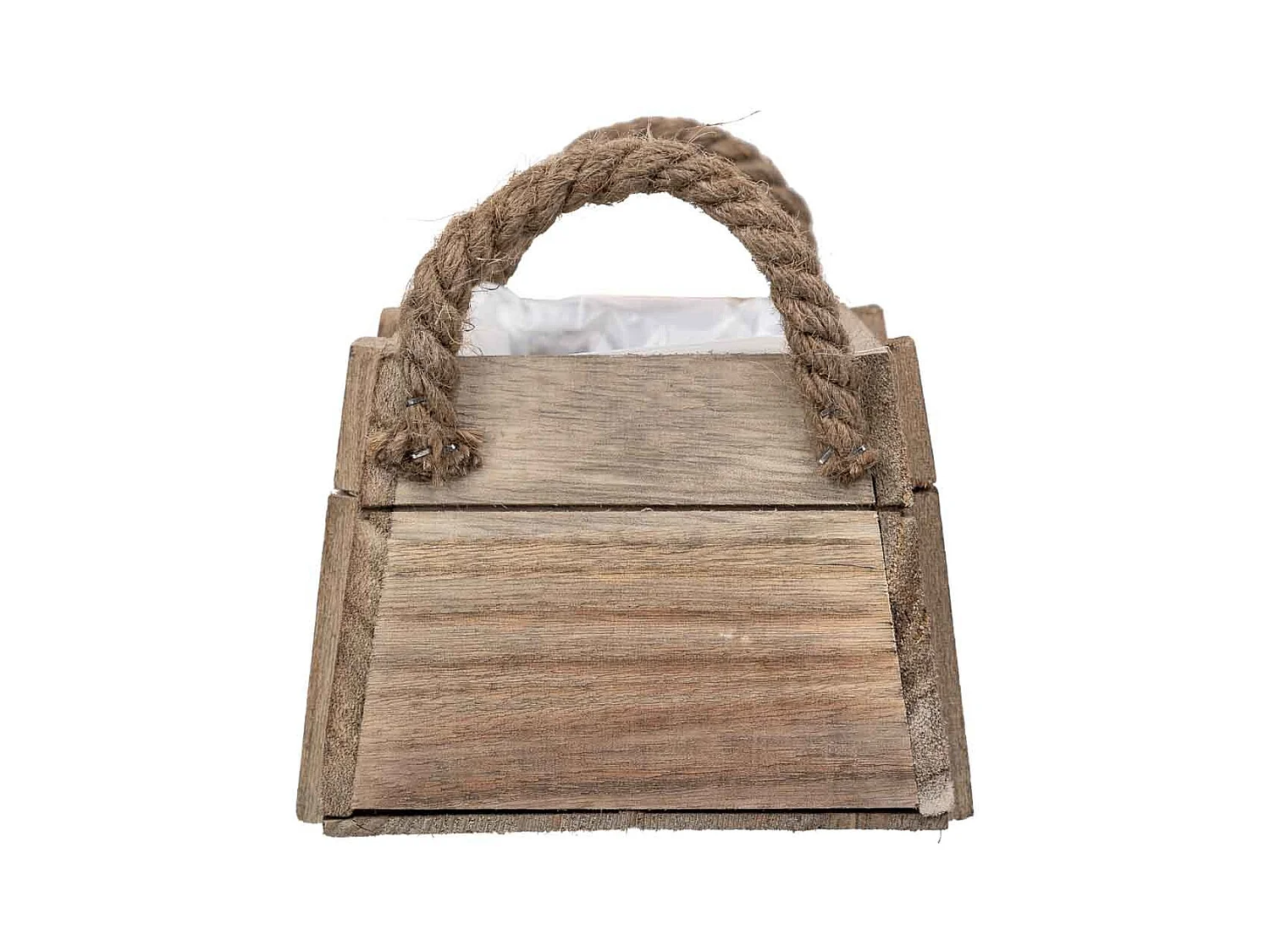 Cesto de madera con asas marrón 17x11x10,5