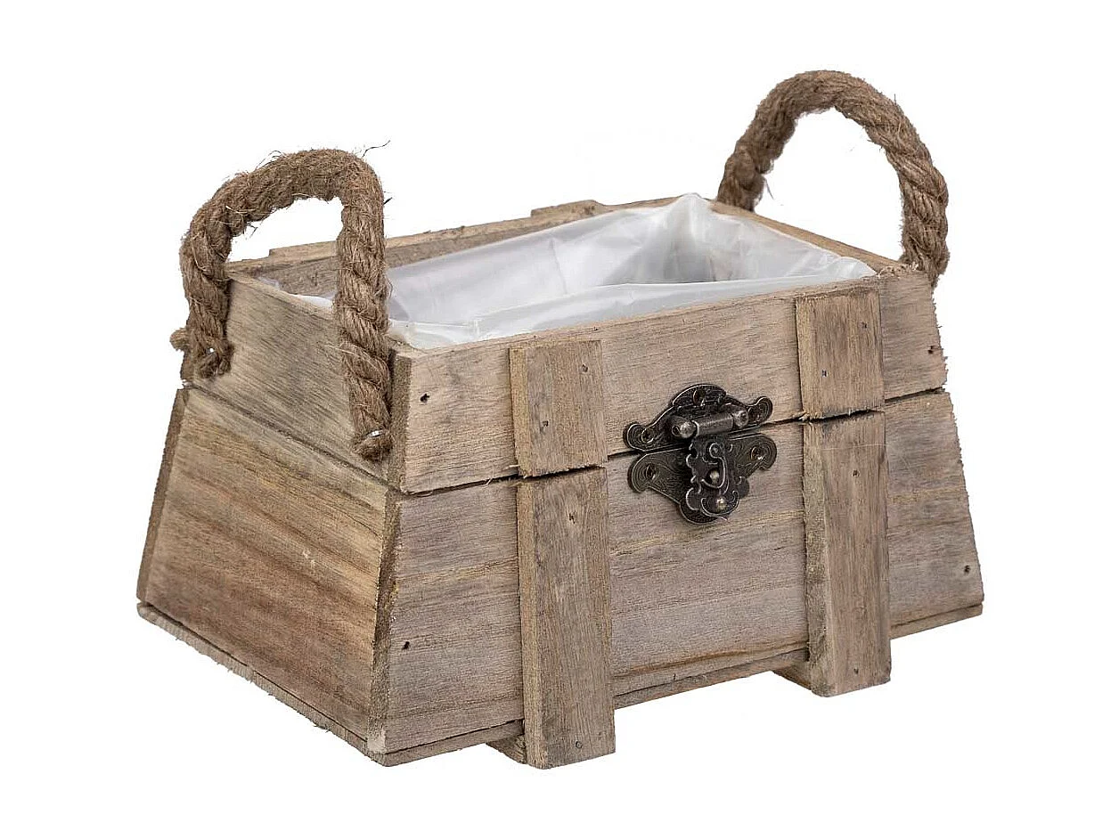 Cesto de madera con asas marrón 17x11x10,5