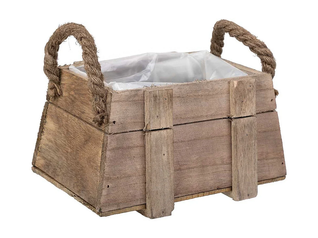 Cesto de madera con asas marrón 17x11x10,5