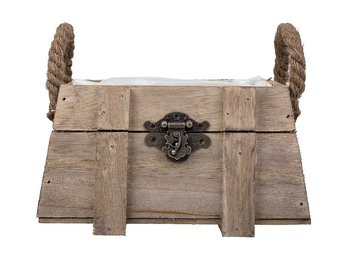 Cesto de madeira com alças marrons 17x11x10,5