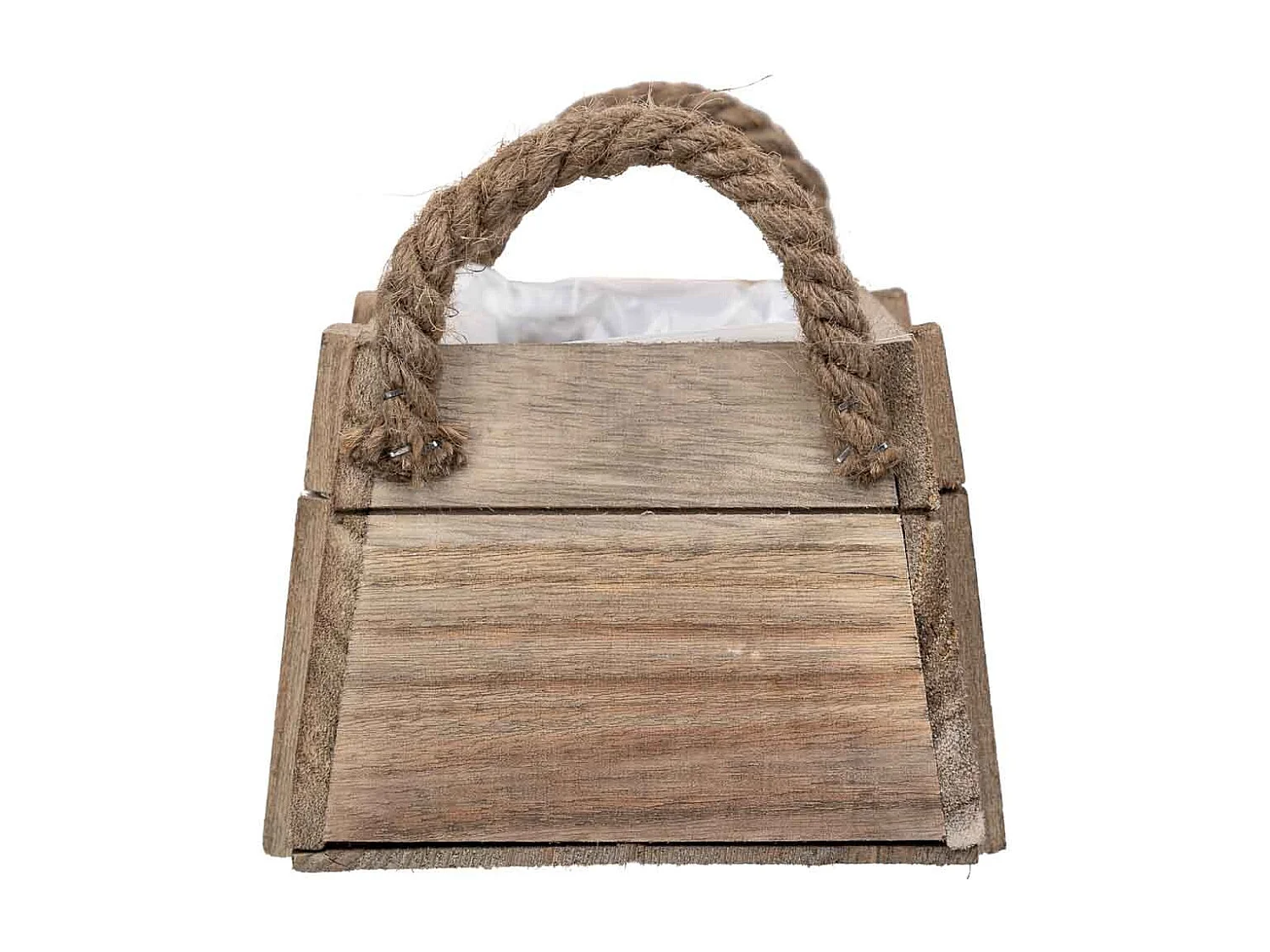 Cesto de madeira com alças marrons 17x11x10,5
