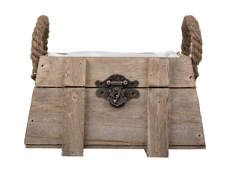 Holzkorb mit braunen Griffen 17x11x10,5h cm