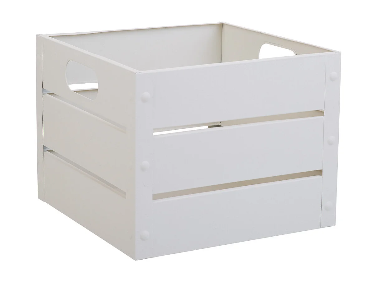 Corbeille carrée en métal imprimé blanc 26x26x20