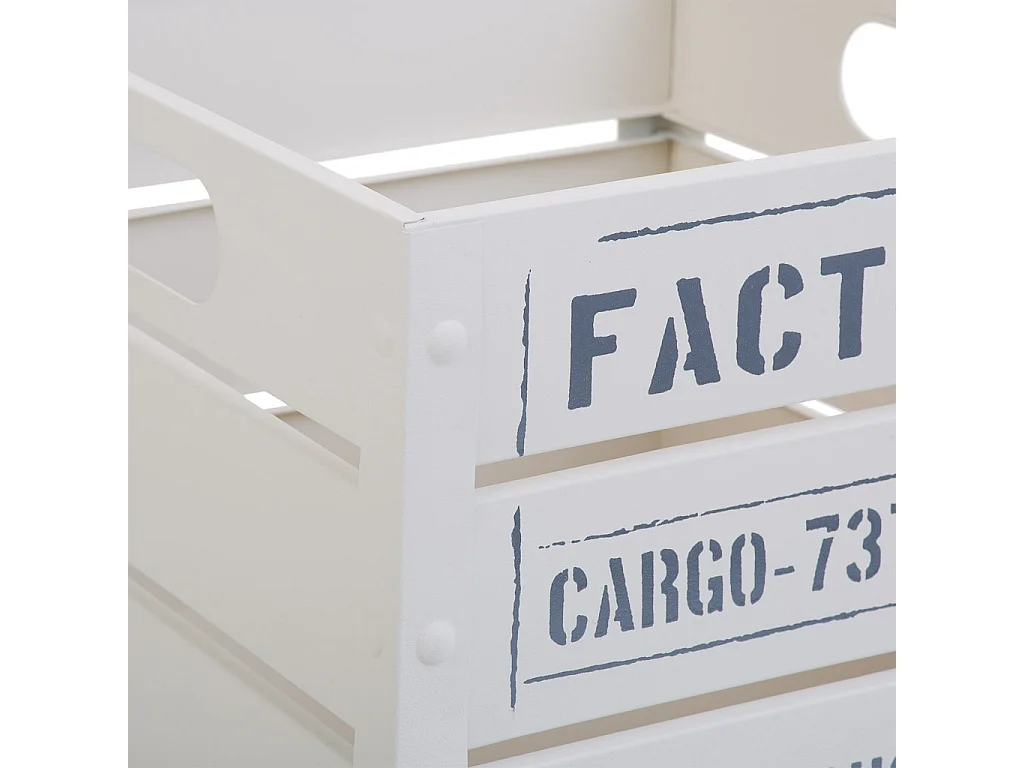 Corbeille carrée en métal imprimé blanc 26x26x20