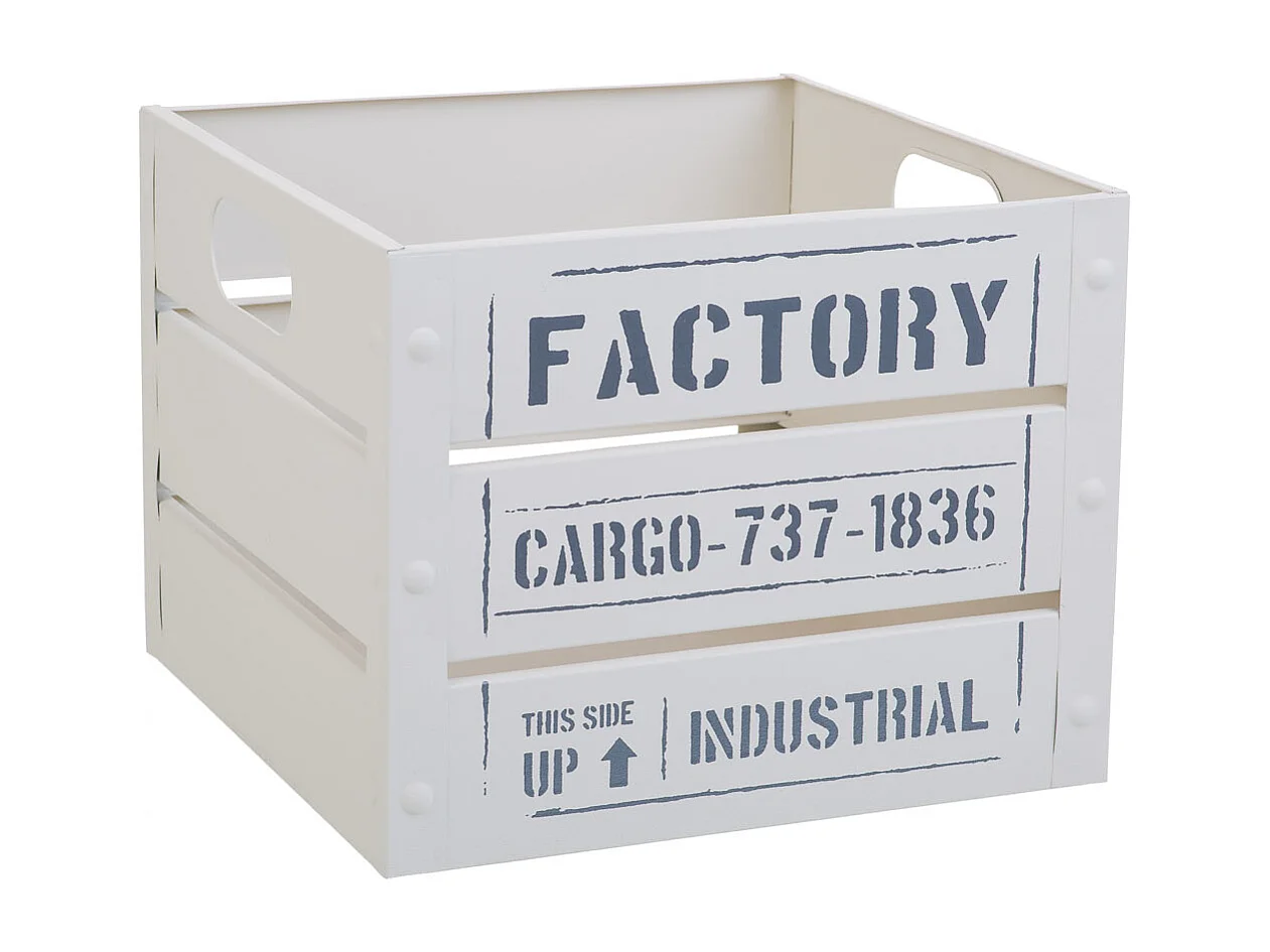 Weiß bedruckter quadratischer Metallkorb 26x26x20