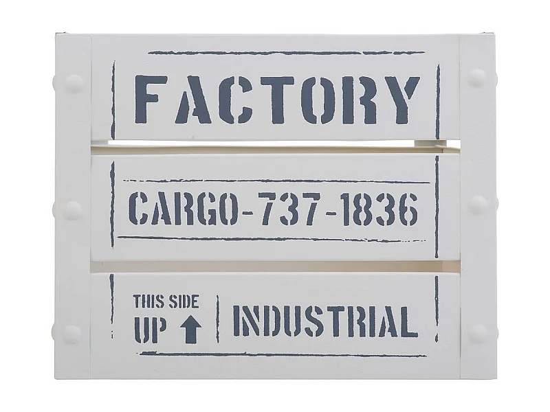 Cesto cuadrado de metal impreso blanco 26x26x20