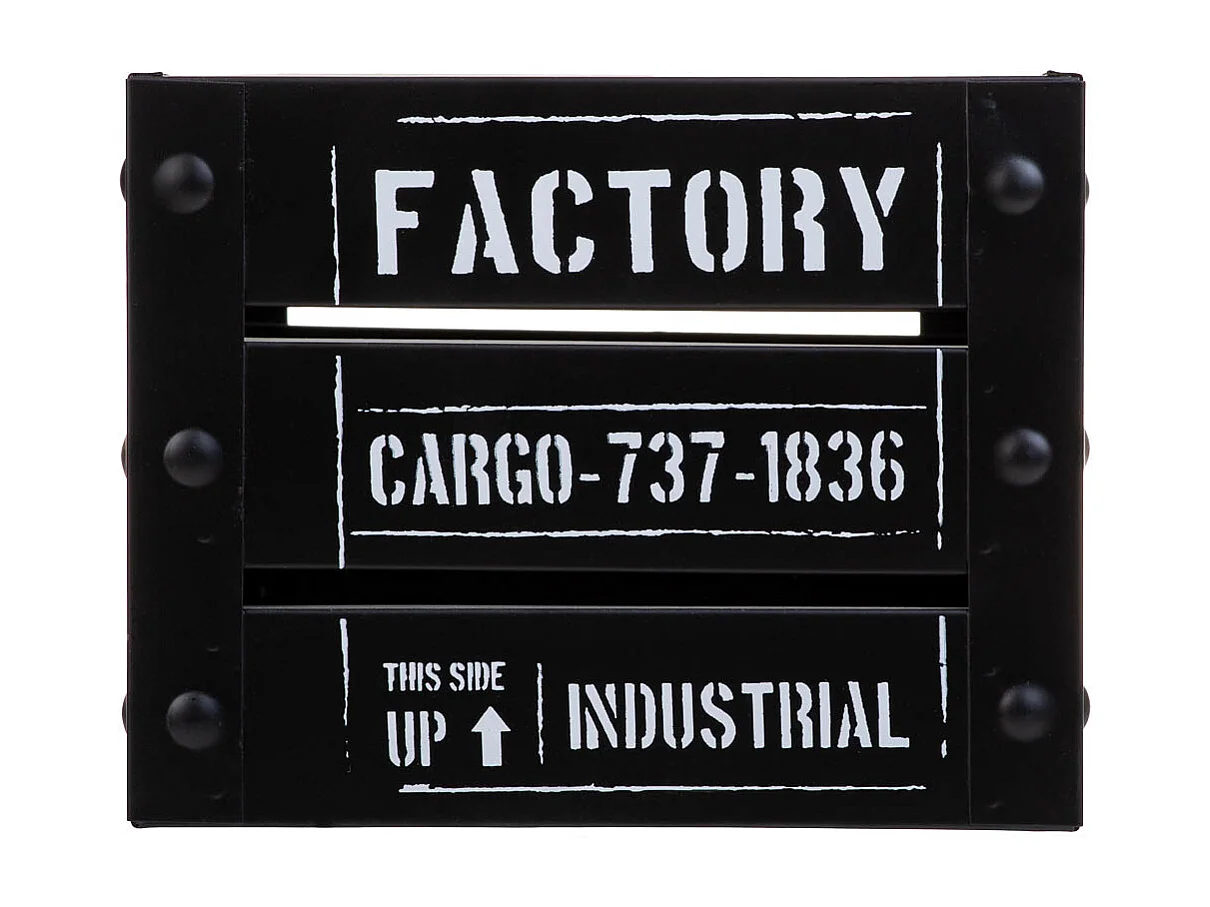 Cestino quadrato in metallo stampato nero 18x18x14