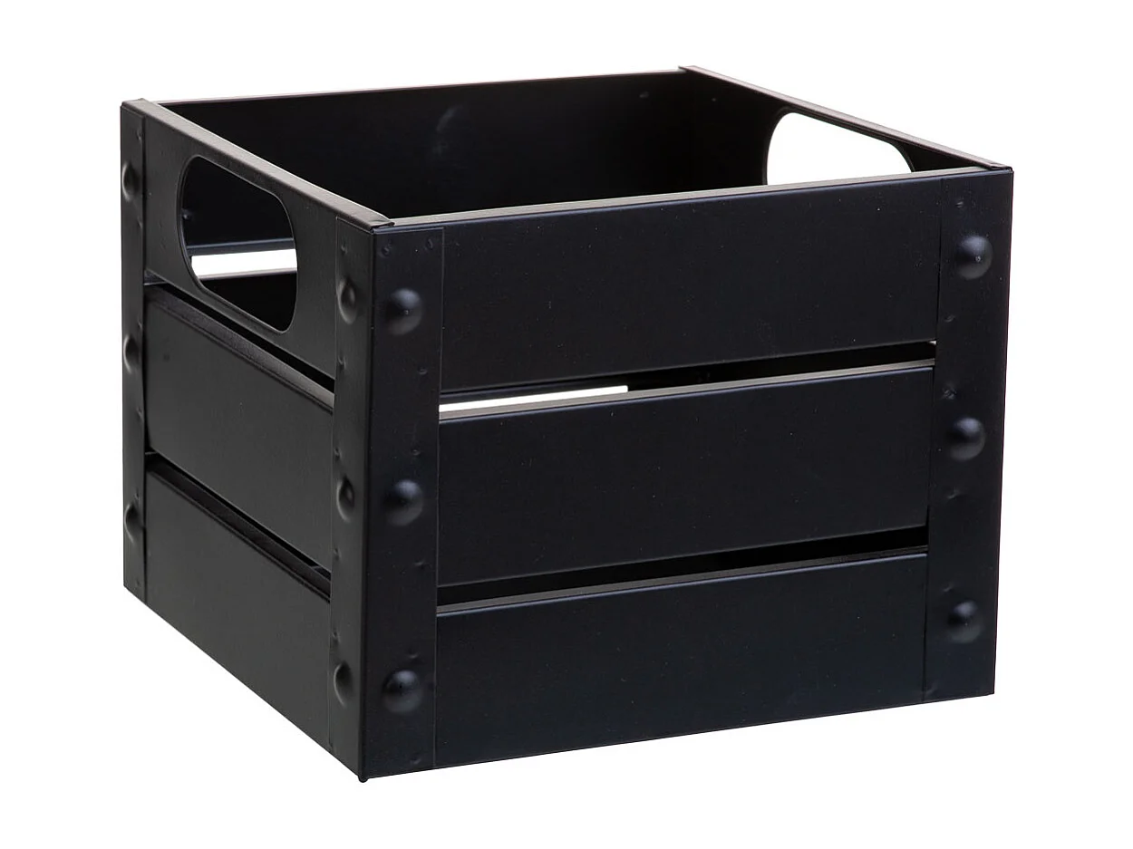 Cestino quadrato in metallo stampato nero 18x18x14