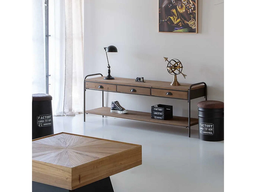 Corbeille carrée en métal imprimé noir 18x18x14