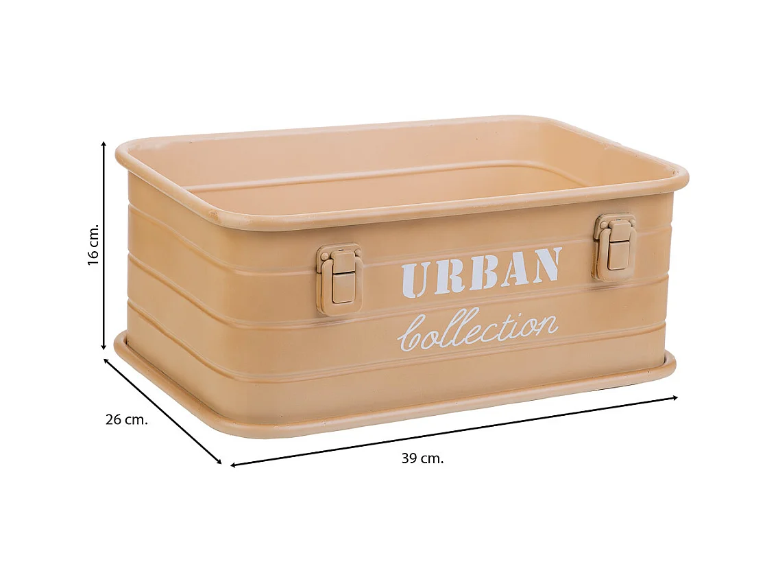 Cesto rettangolare in metallo stampato marrone 39x26x16