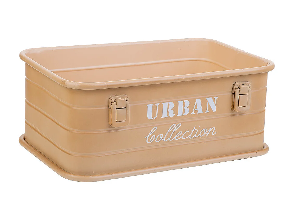 Cesto retangular de metal estampado marrom 39x26x16