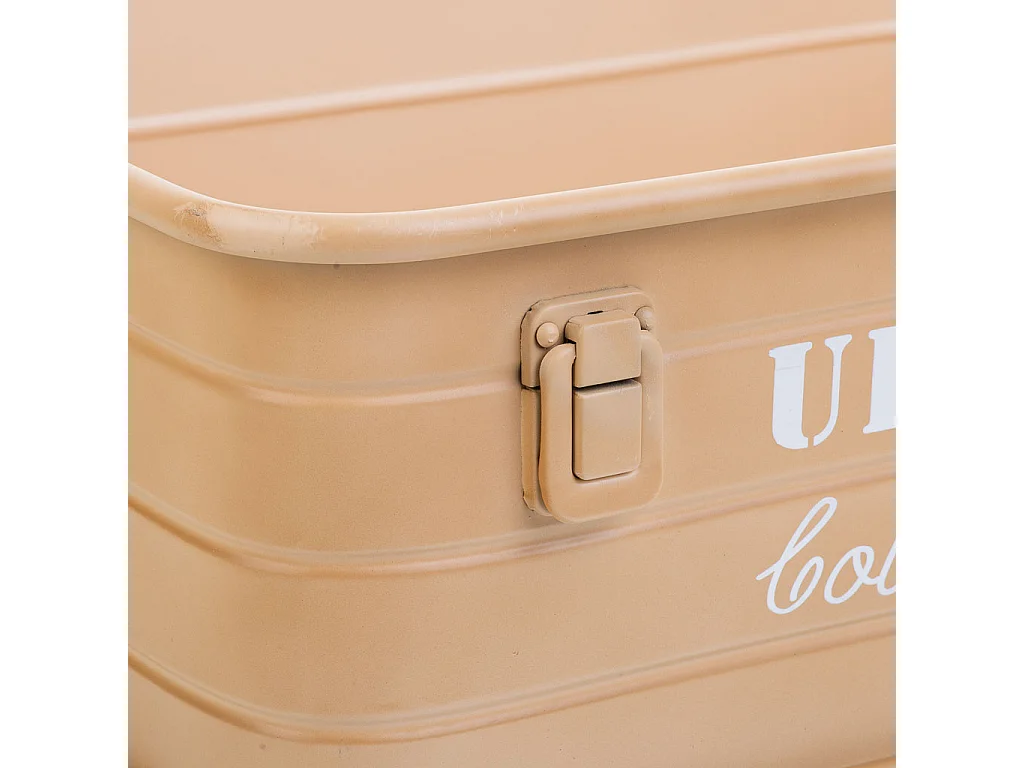 Cesto retangular de metal estampado marrom 39x26x16