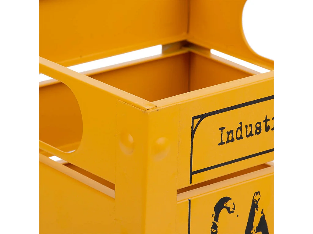 Corbeille carrée en métal imprimé jaune 18x18x14