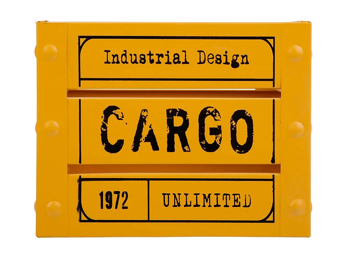 Cesto cuadrado de metal impreso amarillo 18x18x14