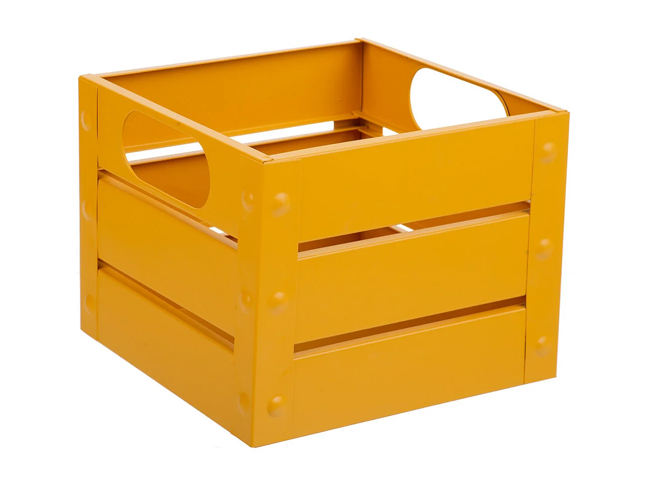 Corbeille carrée en métal imprimé jaune 18x18x14