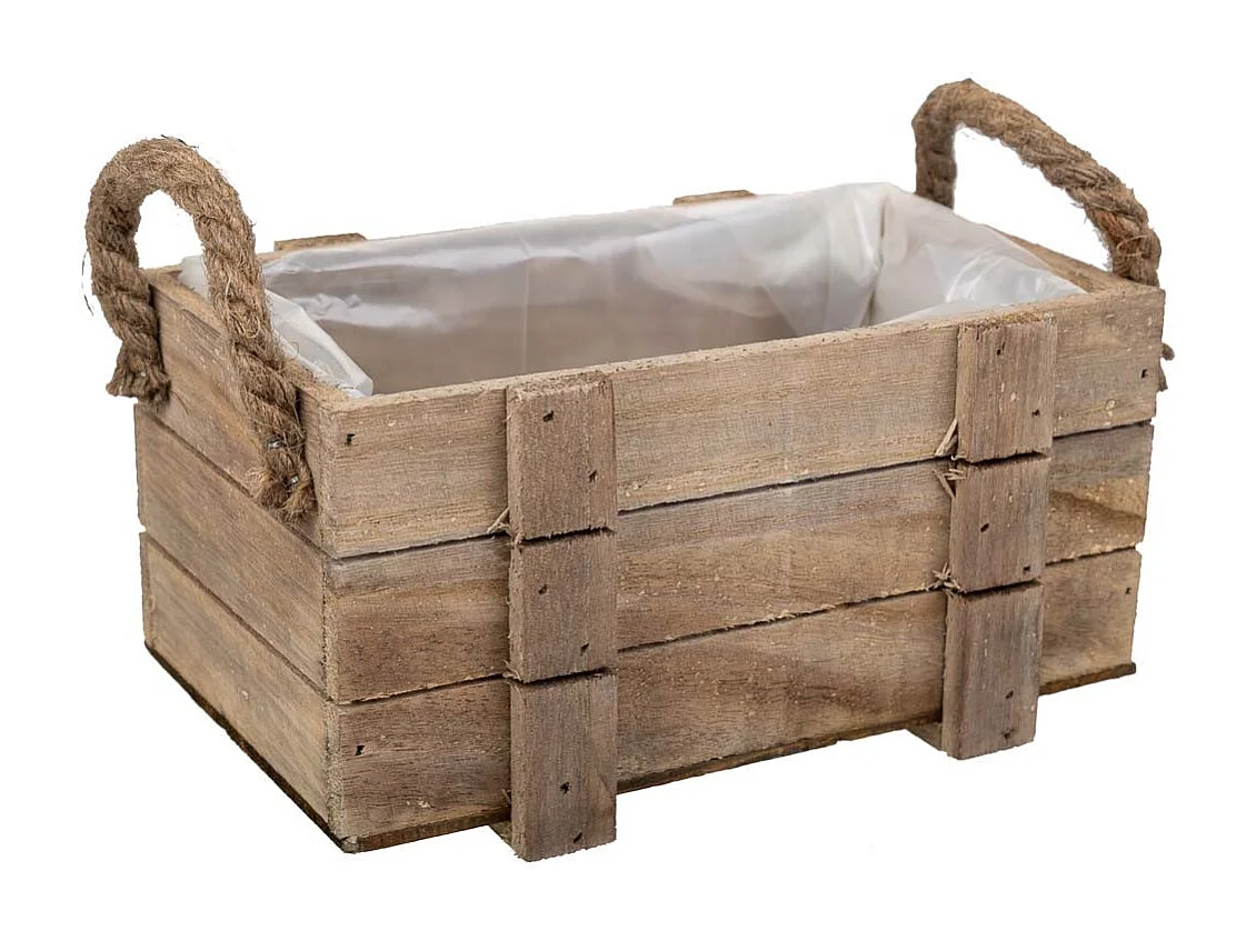 Panier en bois avec poignées marron 22x13x10,5h