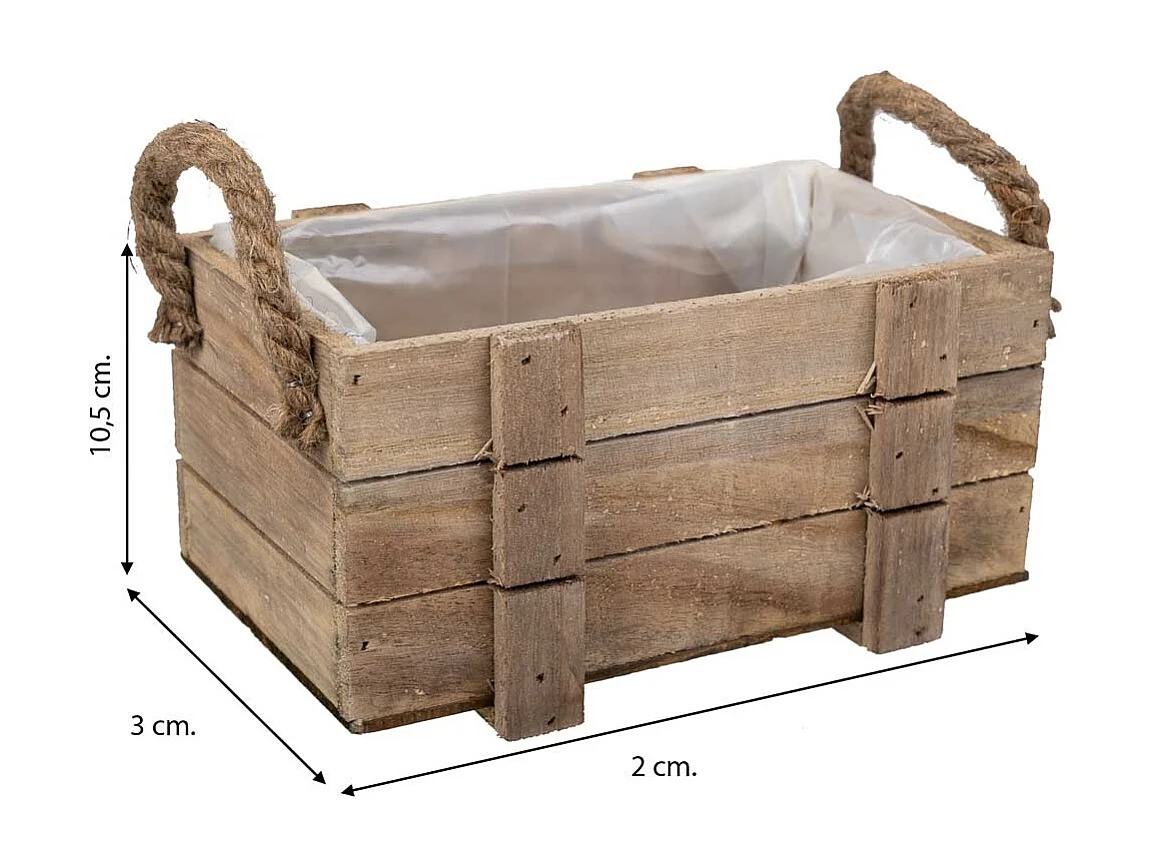 Panier en bois avec poignées marron 22x13x10,5h