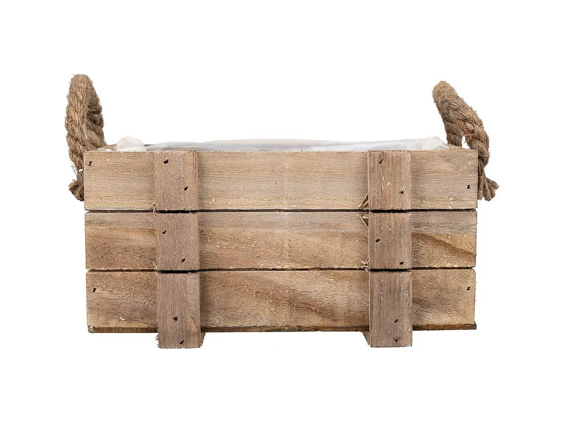 Cesto de madera con asas marrón 22x13x10,5