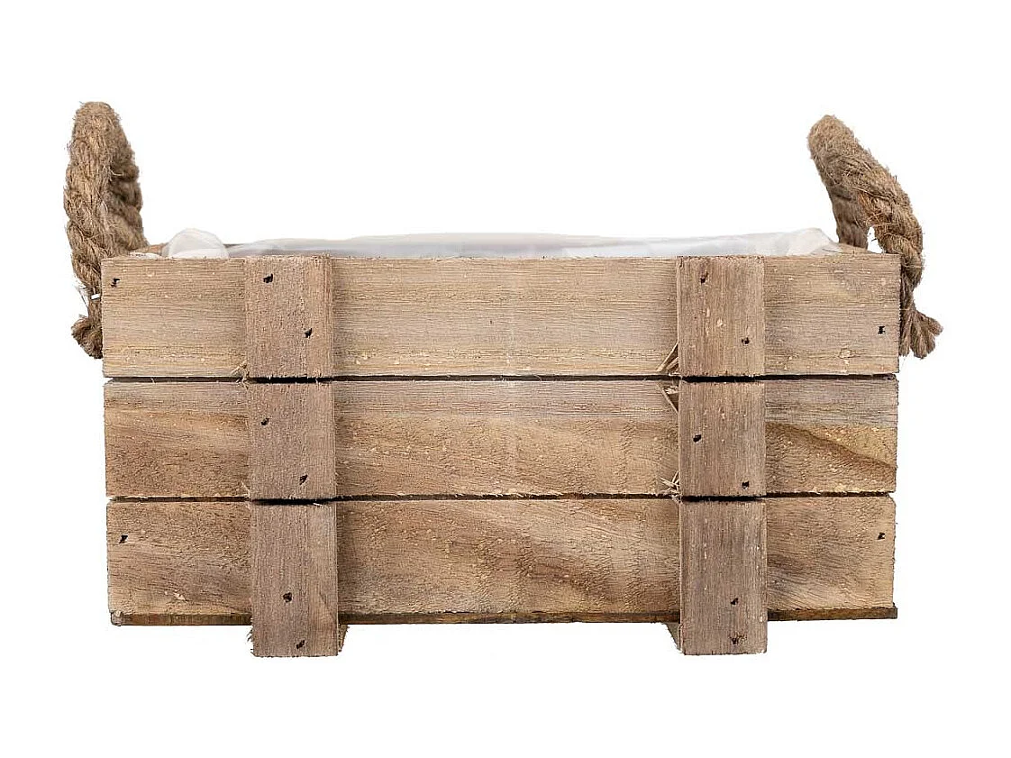 Cesto de madeira com alças marrons 22x13x10,5