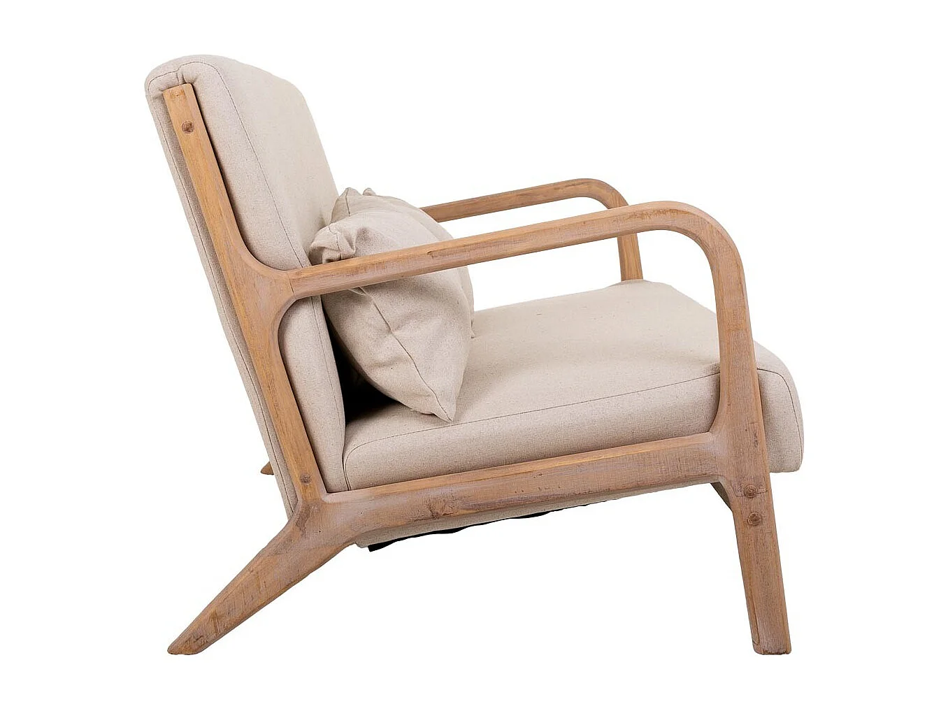 Cremefarbenes gepolstertes Holzsofa 122x85x74h cm