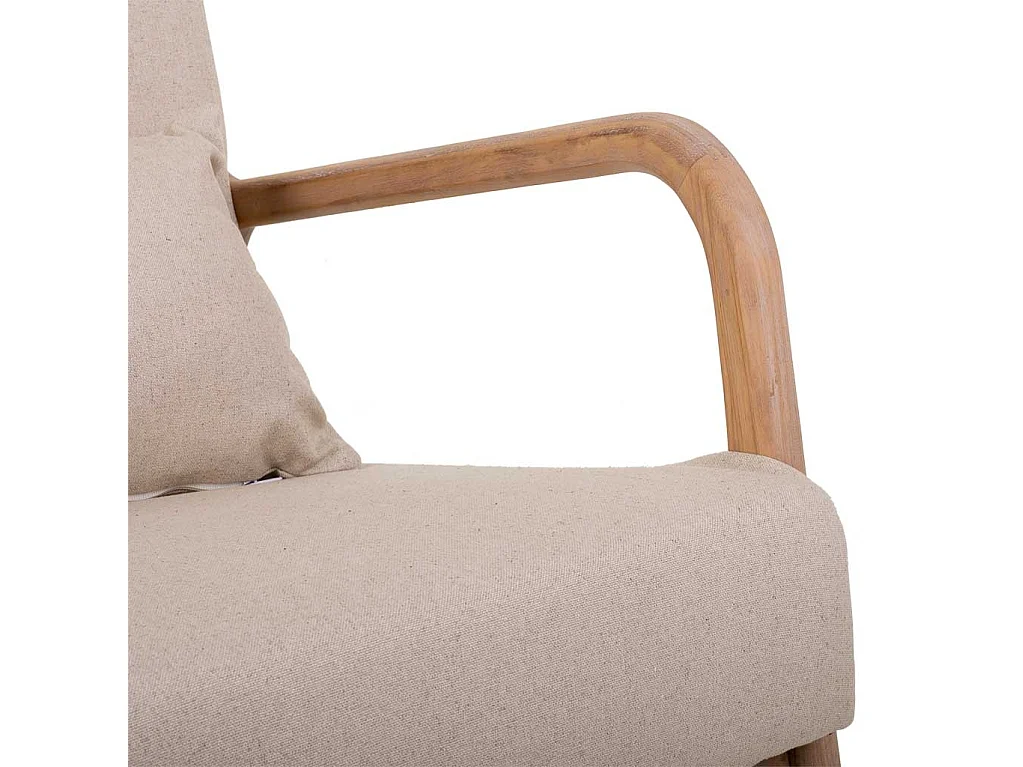 Cremefarbenes gepolstertes Holzsofa 122x85x74h cm