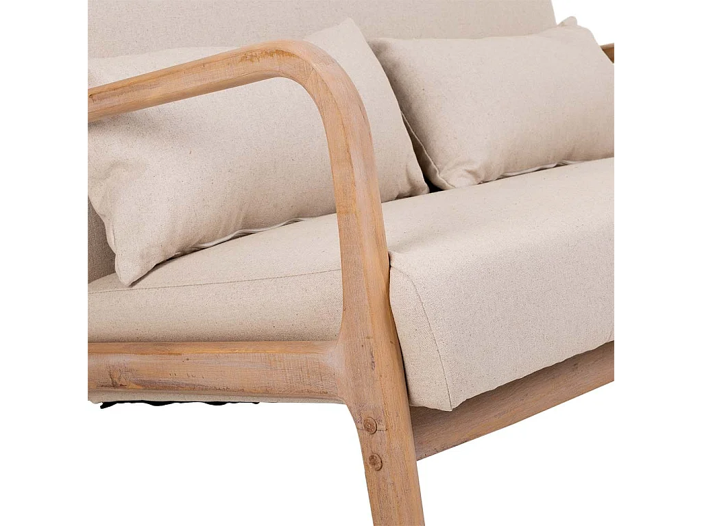 Cremefarbenes gepolstertes Holzsofa 122x85x74h cm