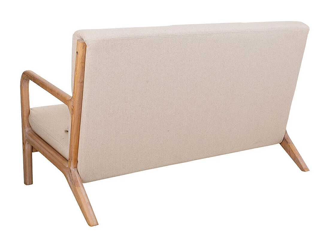 Sofá estofado de madeira creme 122x85x74