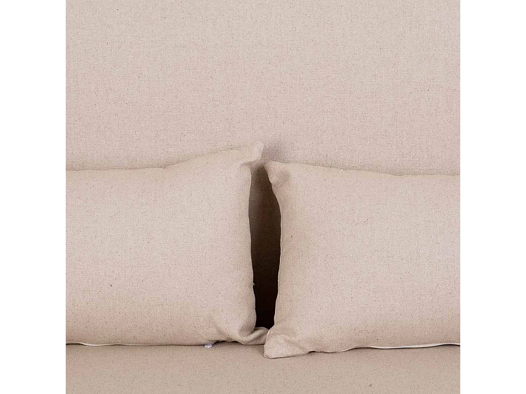 Sofá estofado de madeira creme 122x85x74