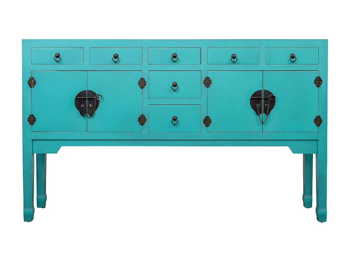 Buffet en bois avec 7 tiroirs et 2 portes 128x26x78h cm