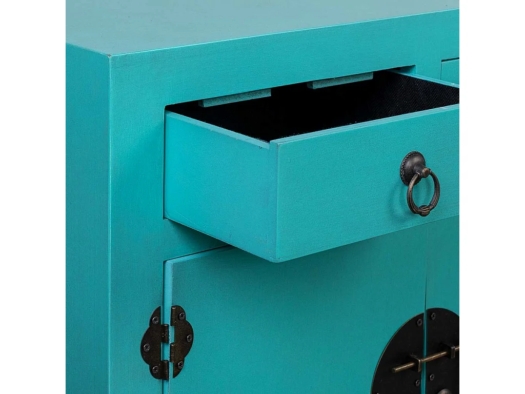 Buffet en bois avec 7 tiroirs et 2 portes 128x26x78h cm