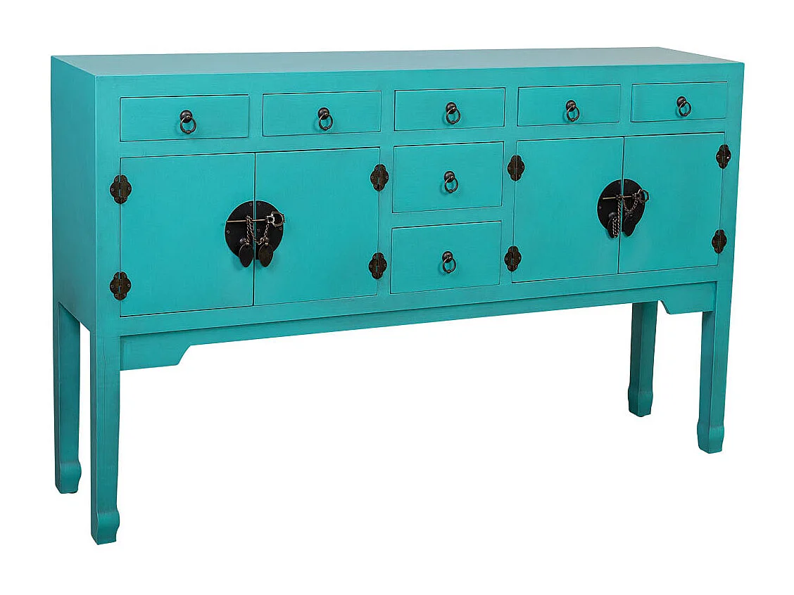 Aparador de madera de 7 cajones y 2 puertas 128x26x78h cm