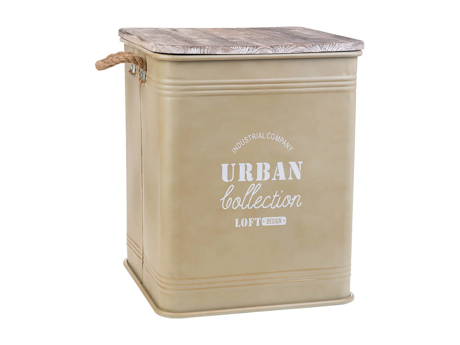 Cesto de roupa metal impresso bege 41x41x52