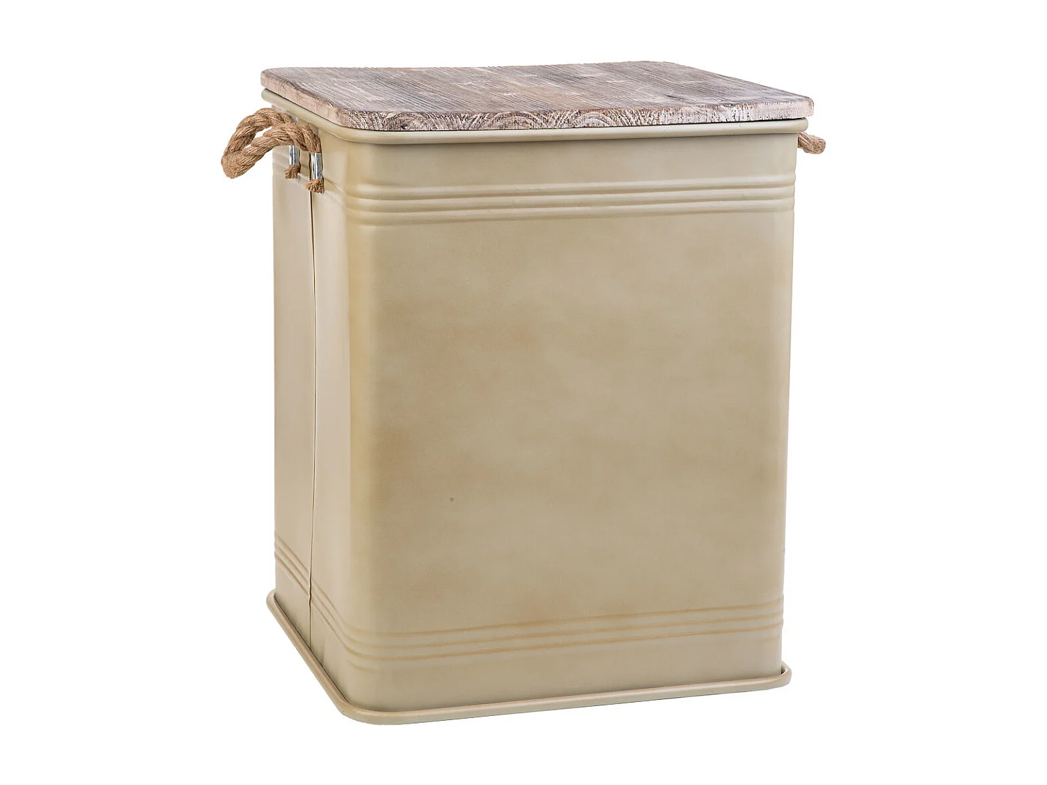Cesto de roupa metal impresso bege 41x41x52