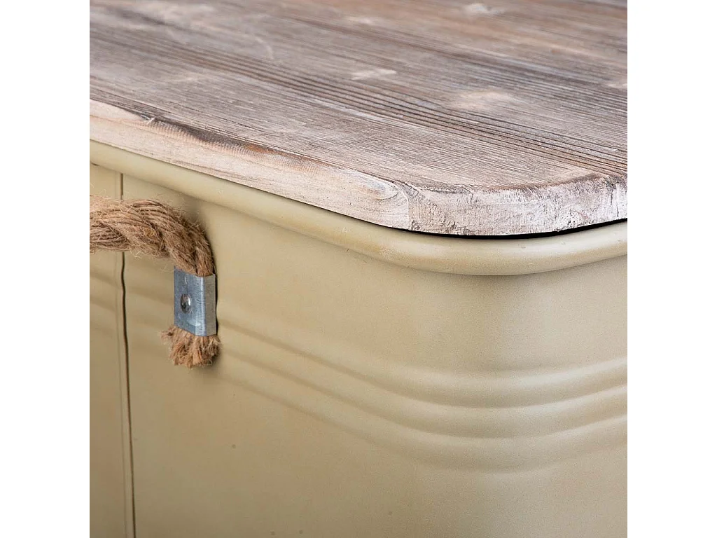 Cesto de roupa metal impresso bege 41x41x52