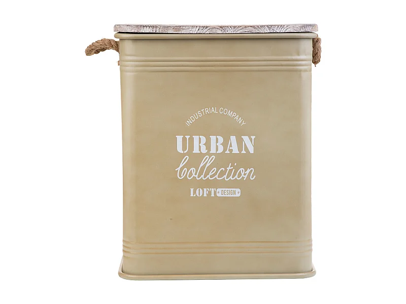 Cesto de ropa de metal impreso beige 41x41x52