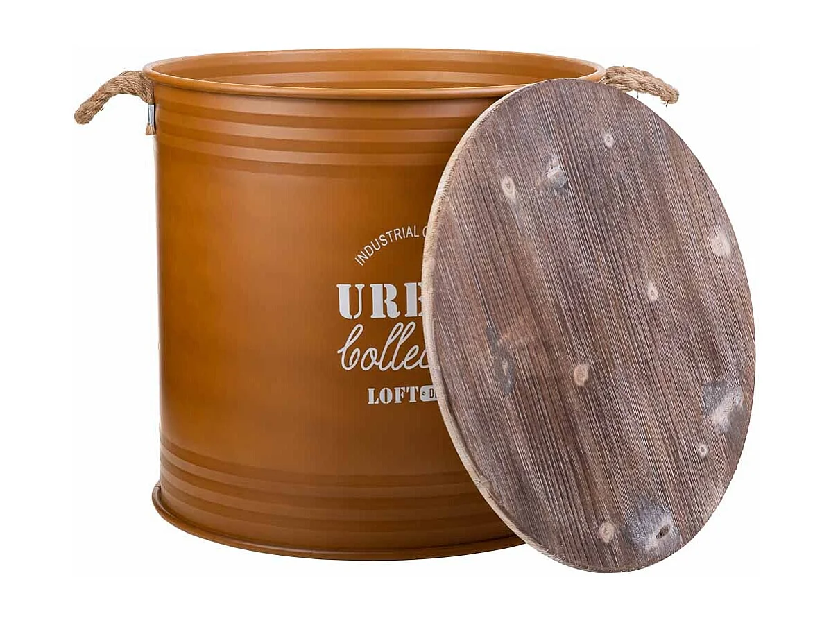 Cesto de roupa suja de metal estampado marrom 50x50