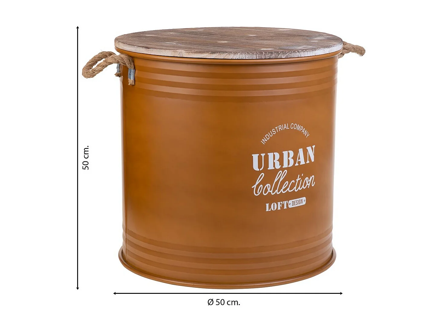 Panier à linge en métal imprimé marron 50x50