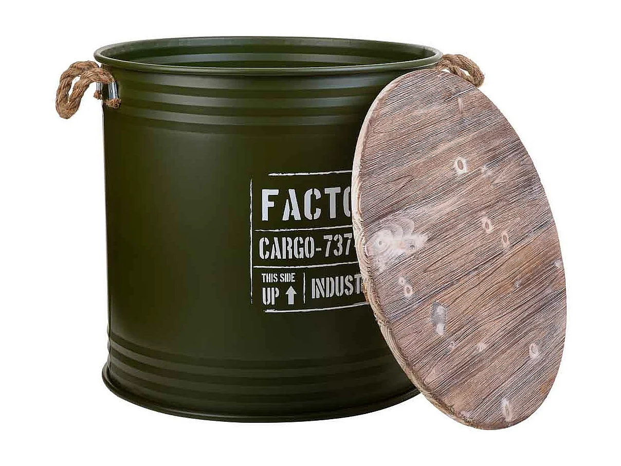 Portabiancheria in metallo stampato verde 50x50