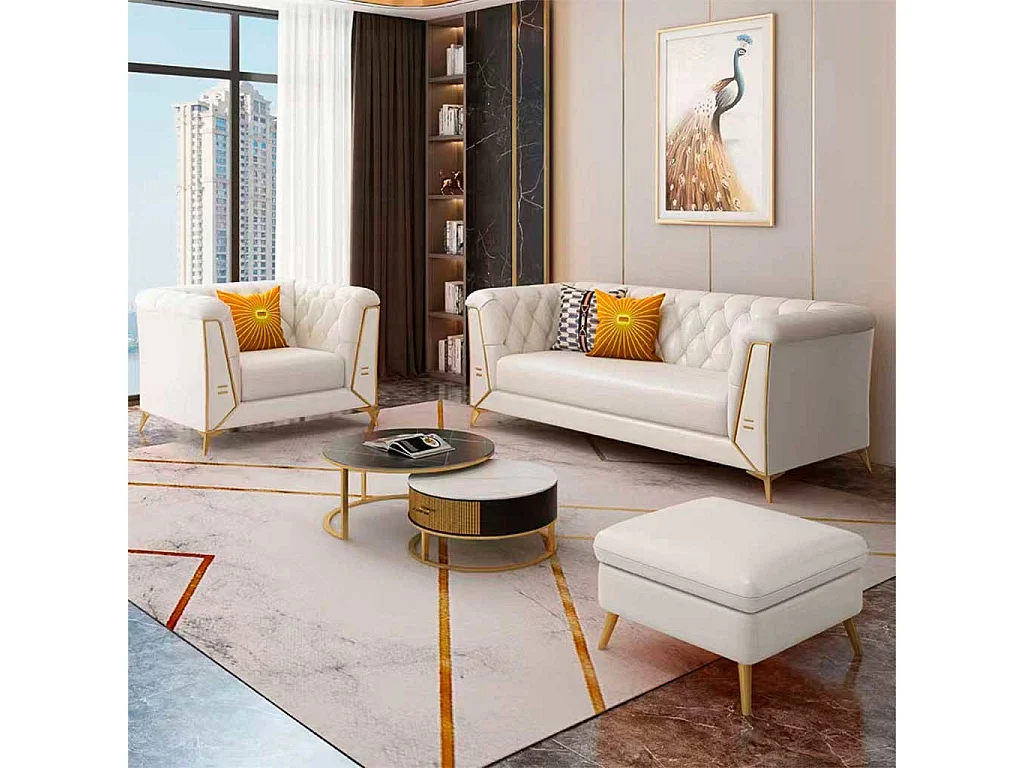 Poltrona estofada branca 104x72x75