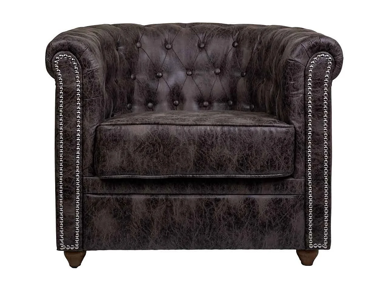 Fauteuil tapissé marron 80x80x48/72h