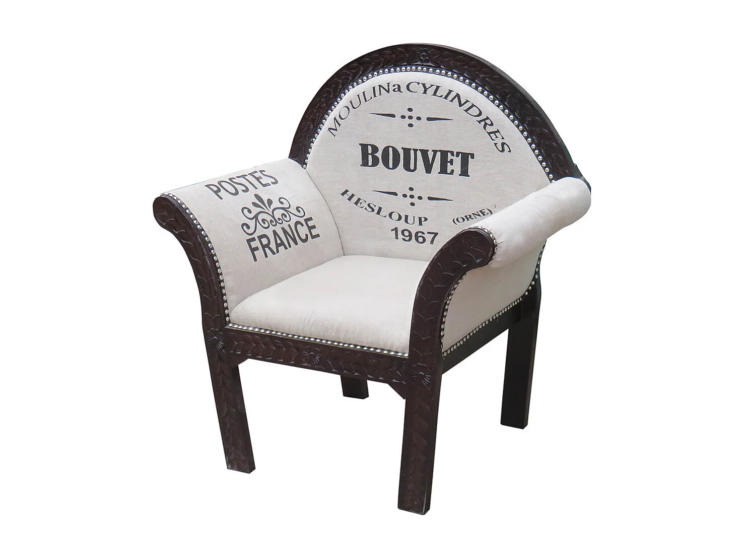 Fauteuil tapissé blanc 89x61x100h