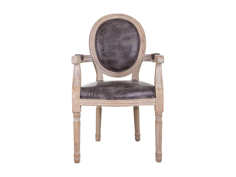 Fauteuil gris en bois rembourré 55x46x48/96h