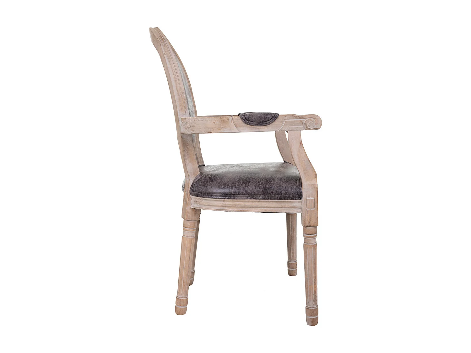 Poltrona in legno imbottita grigia 55x46x48/96h