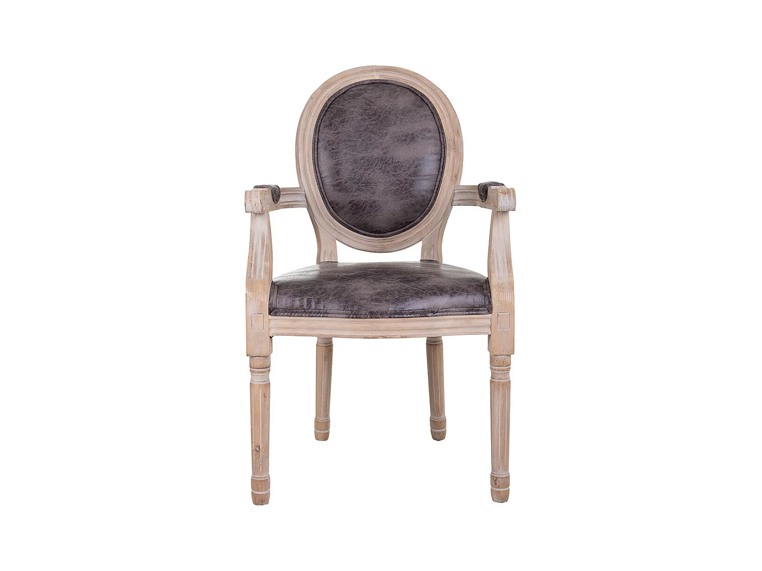 Sillón de madera tapizado gris 55x46x48/96