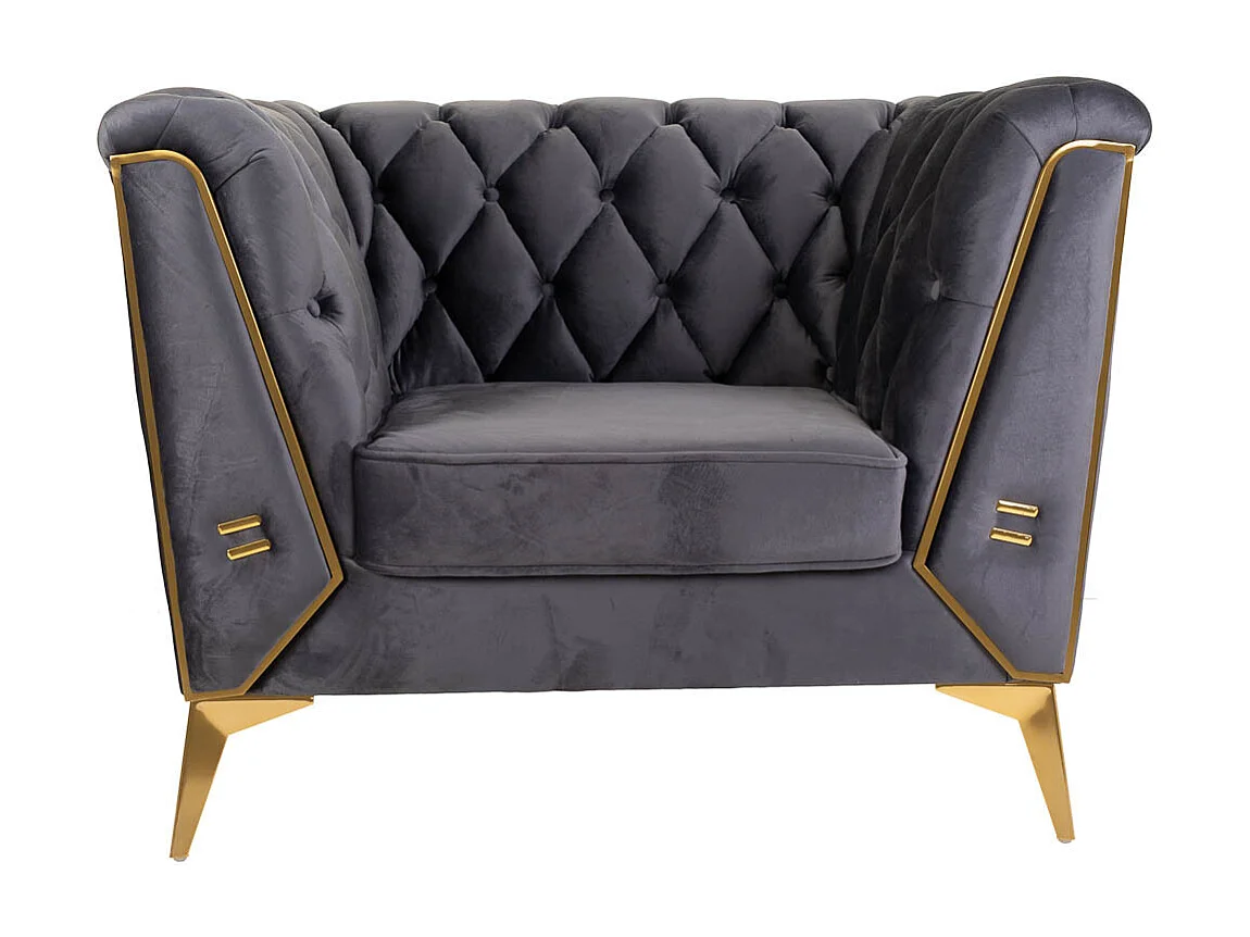 Sillón tapizado gris 104x72x75